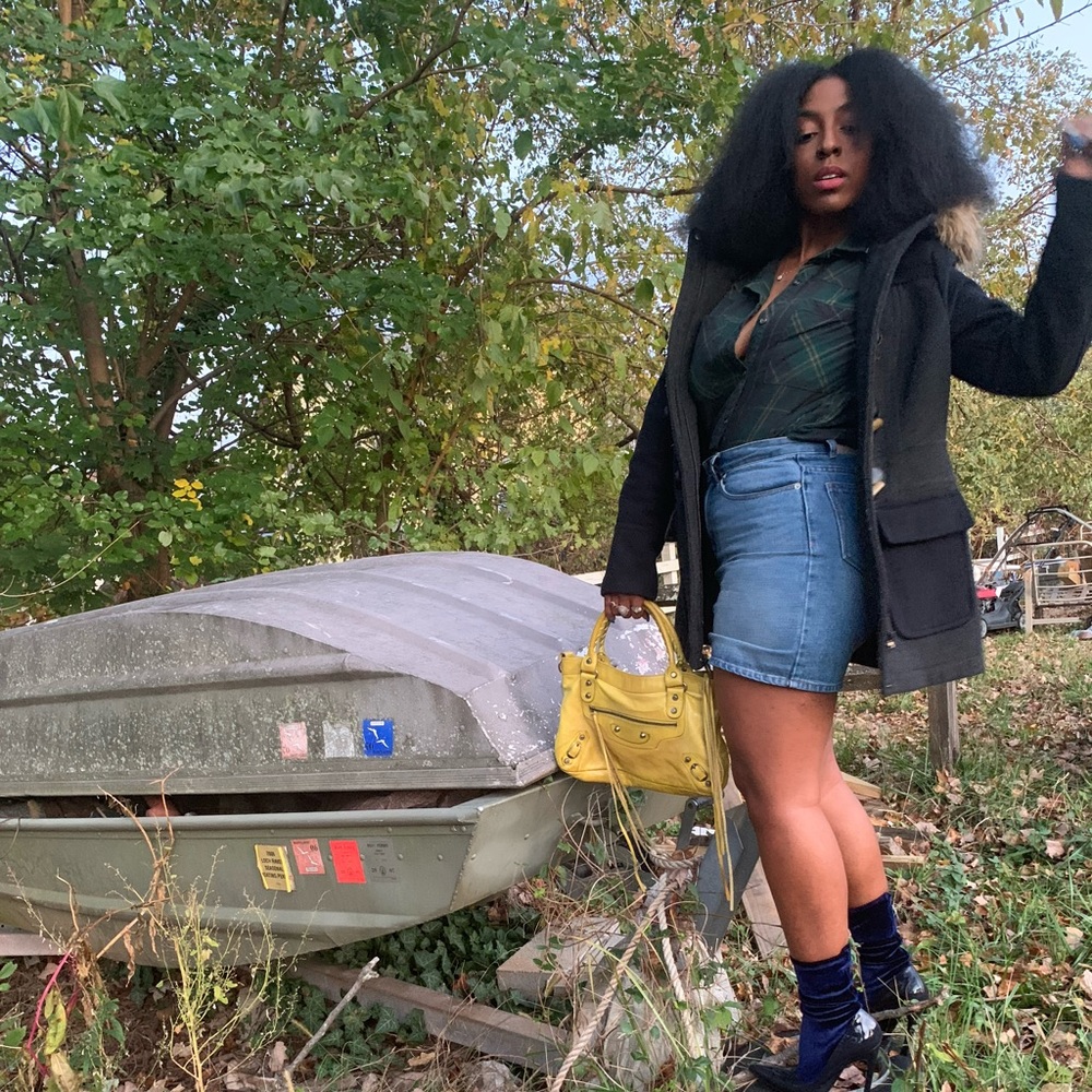 Wool Blend Color Block Coat - image 1